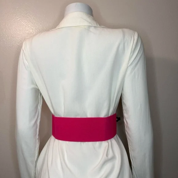 Fuchsia statement satin flower wide elastic waistband belt - Picture 4 of 8